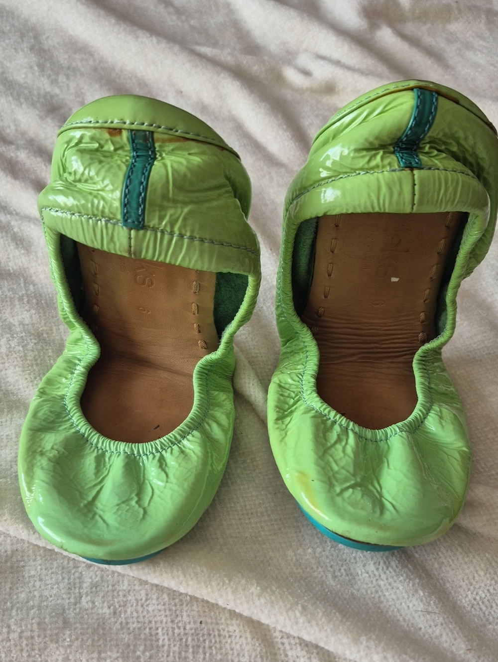 Women's Lime Green Patent Leather Ballet Flats